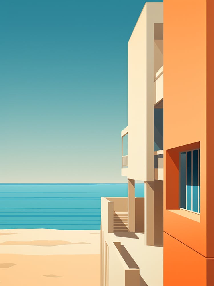 Ocean Beach San Diego California Mediterraner Stil Illustration 1