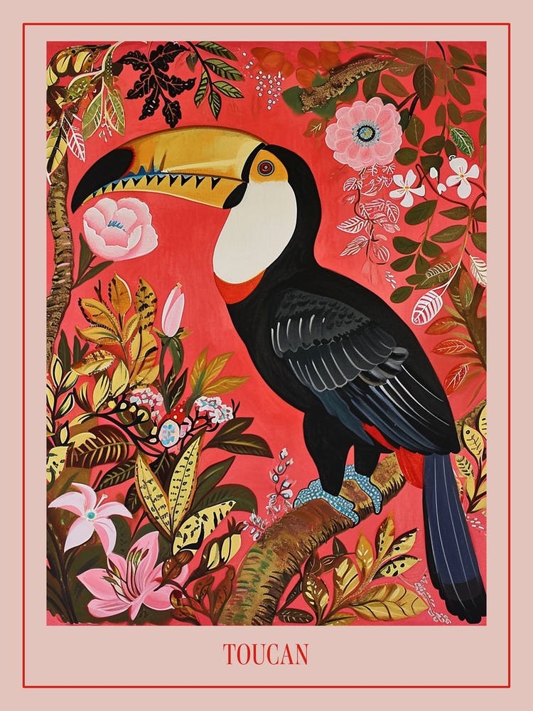 Floral Animal Painting Toucan 4 Poster