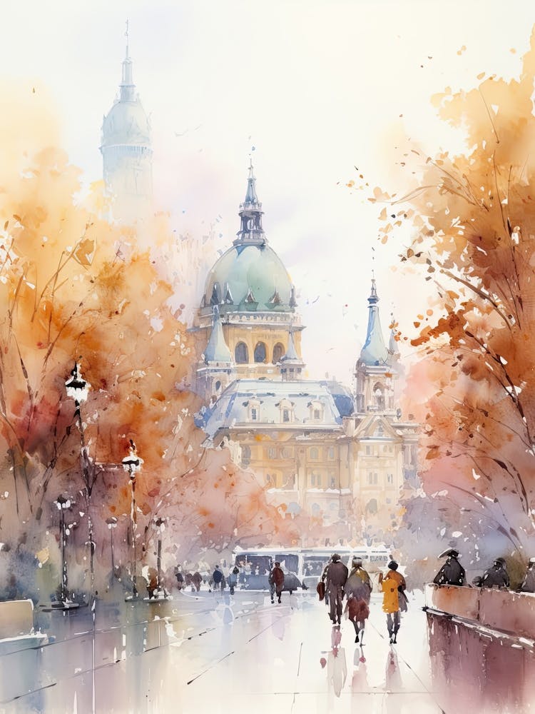 Vienna Austria In Autumn Fall, Watercolour 2
