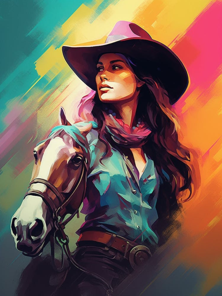 Watercolour Cowgirl 2