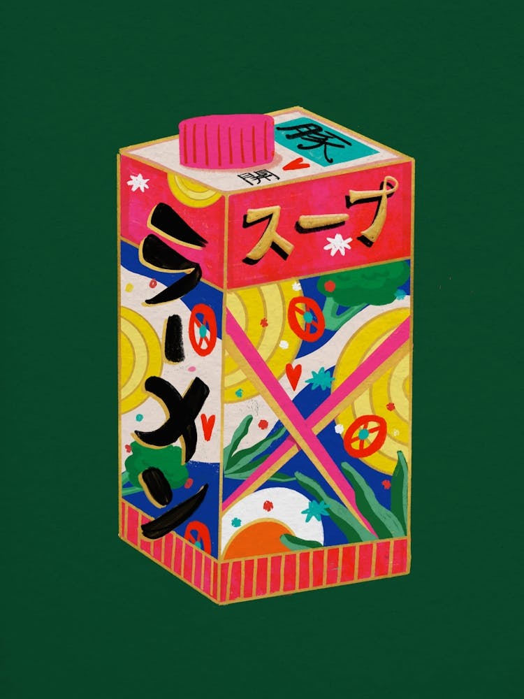 Ramen Noodle Soup In Green