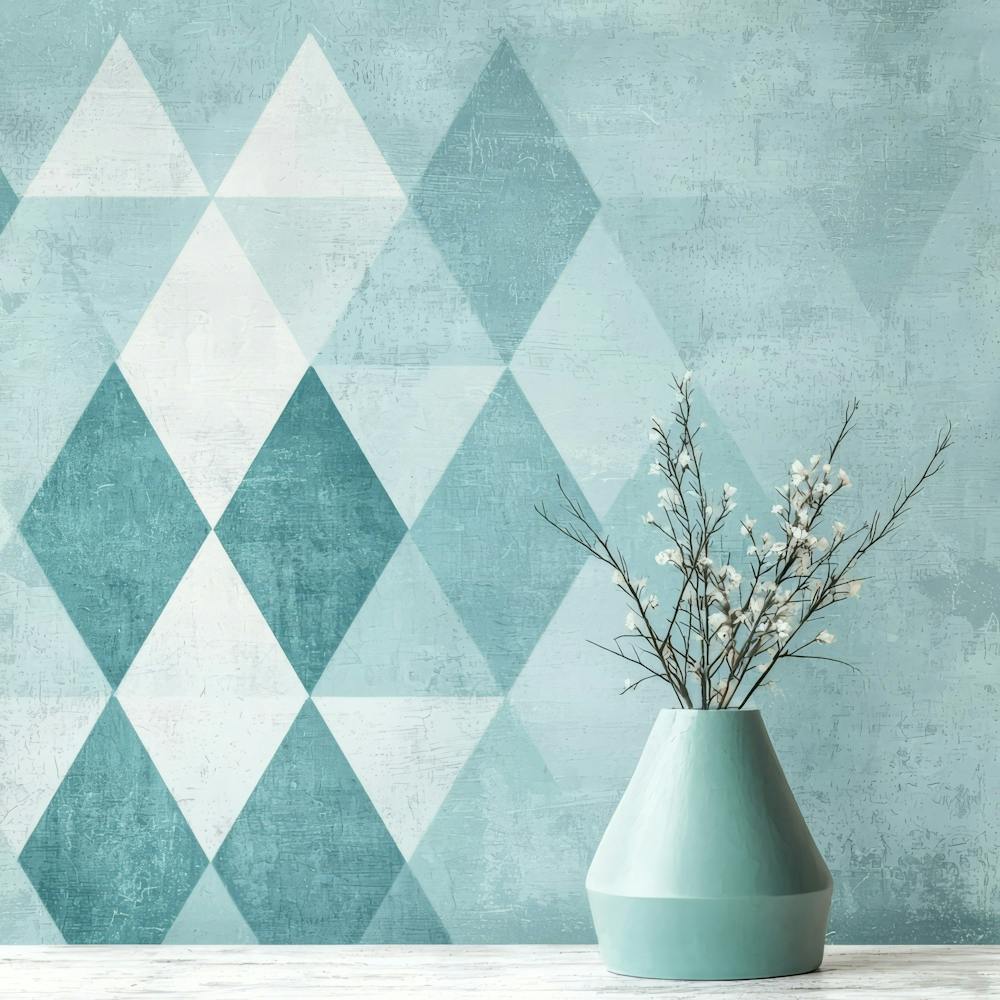 Blue And White Geometric Wall Art