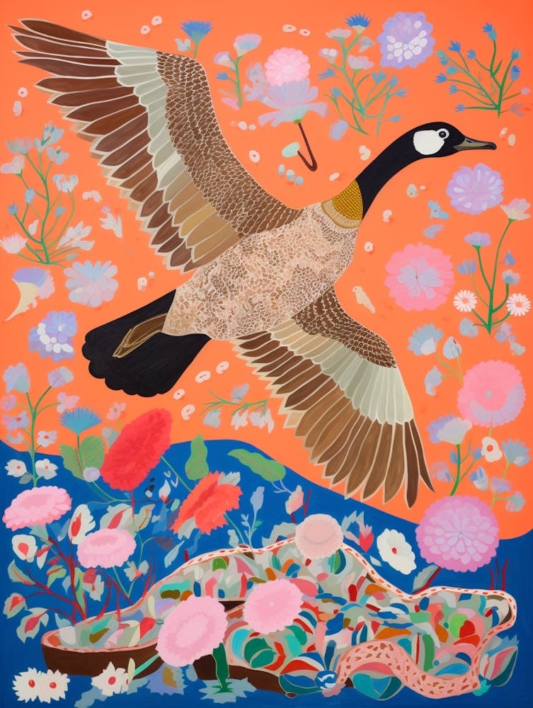 Maximalist Bird Painting Canada Goose 2
