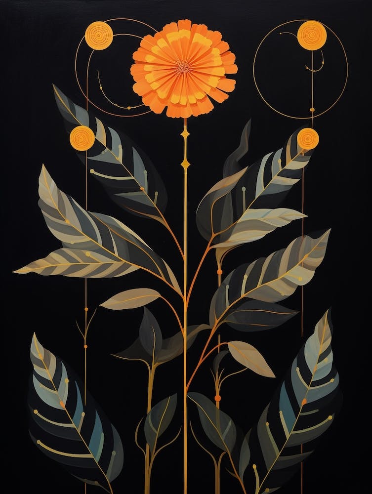 Marigold 1 Hilma Af Klint Inspired Flower Illustration