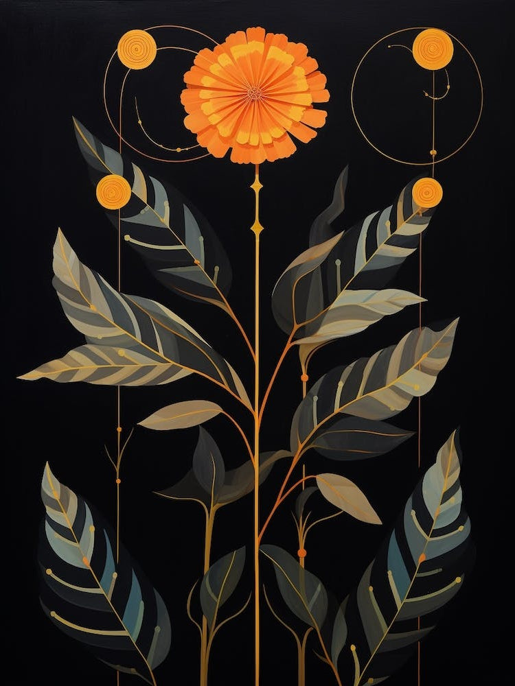 Marigold 1 Hilma Af Klint Inspired Flower Illustration