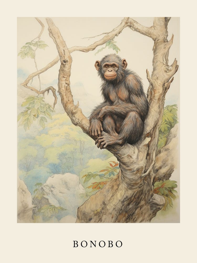 Beatrix Potter Inspired  Animal Watercolour Bonobo 2