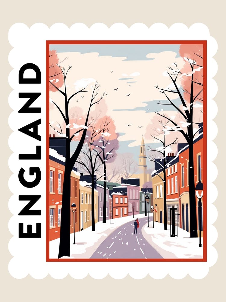 Retro Winter Stamp Poster Durham United Kingdom 2