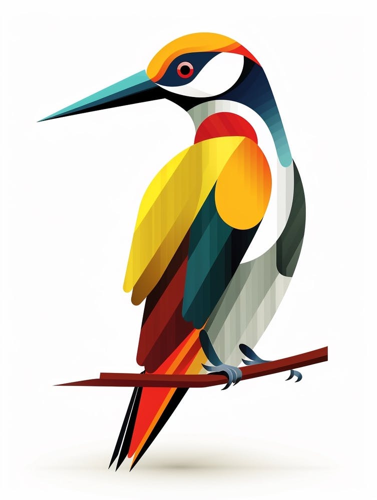 Colourful Geometric Bird Woodpecker 2