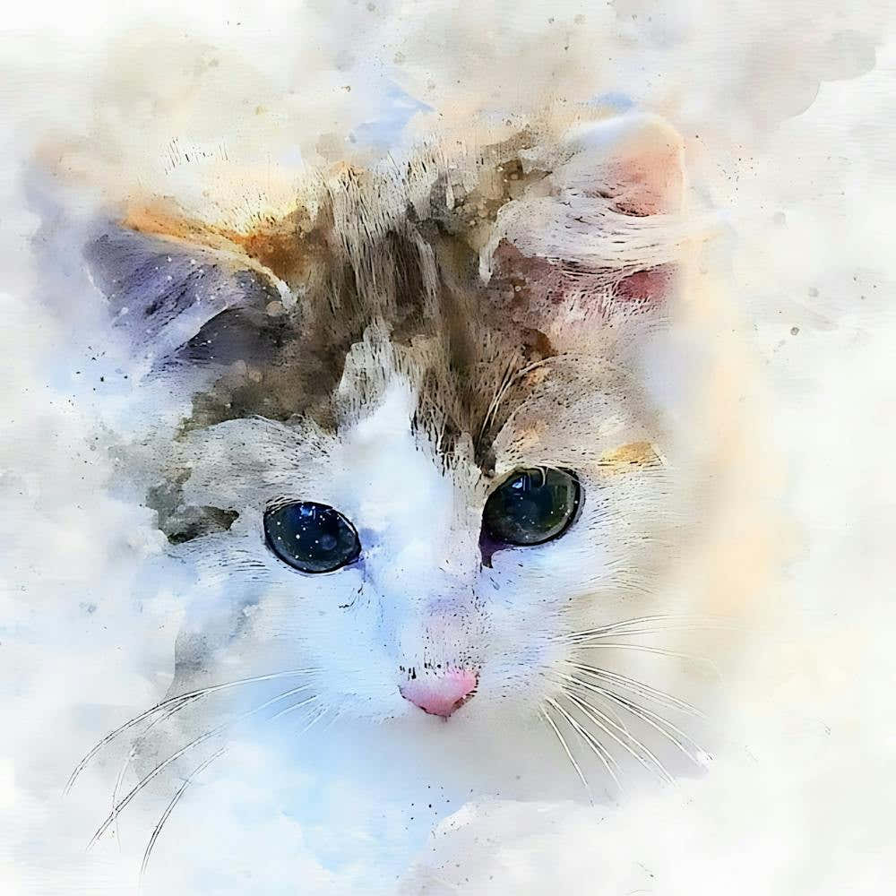 Watercolor Cat Portrait