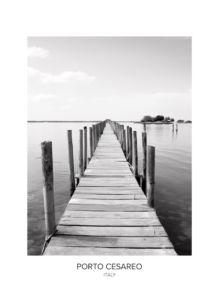 Poster Of Porto Cesareo, Italy, Black And White Photo 1