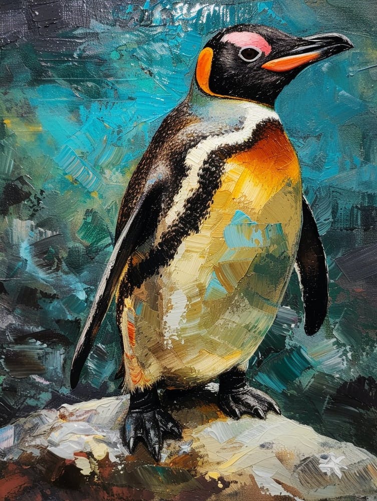 Galapagos Penguin Zavodovski Island Colour Block Painting 2