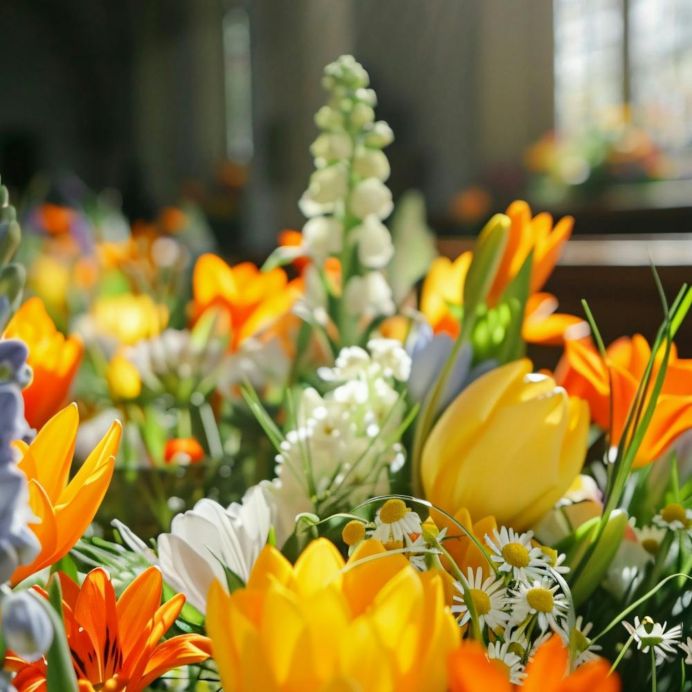 Spring Flowers In Church
