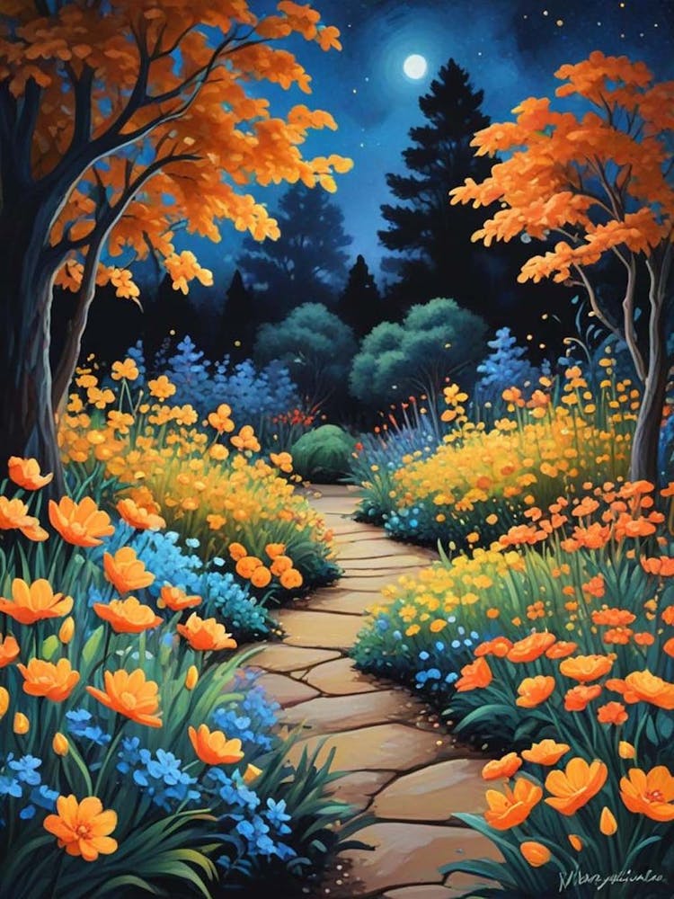 Floral Night Garden Scene (11)