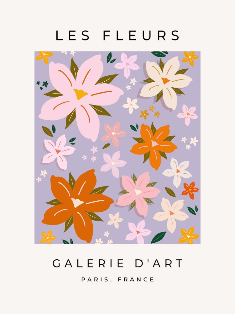 Les Fleurs | 08 - Retro Flowers Purple Orange Blush Floral