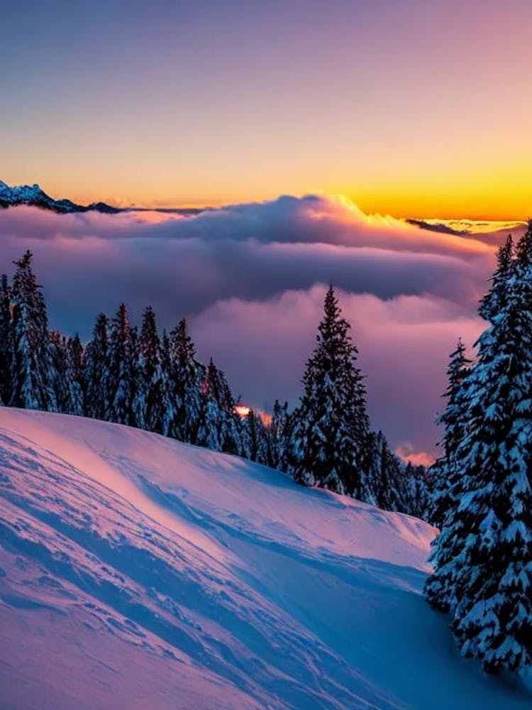 Whakapapa, New Zealand Sunrise Skiing Poster