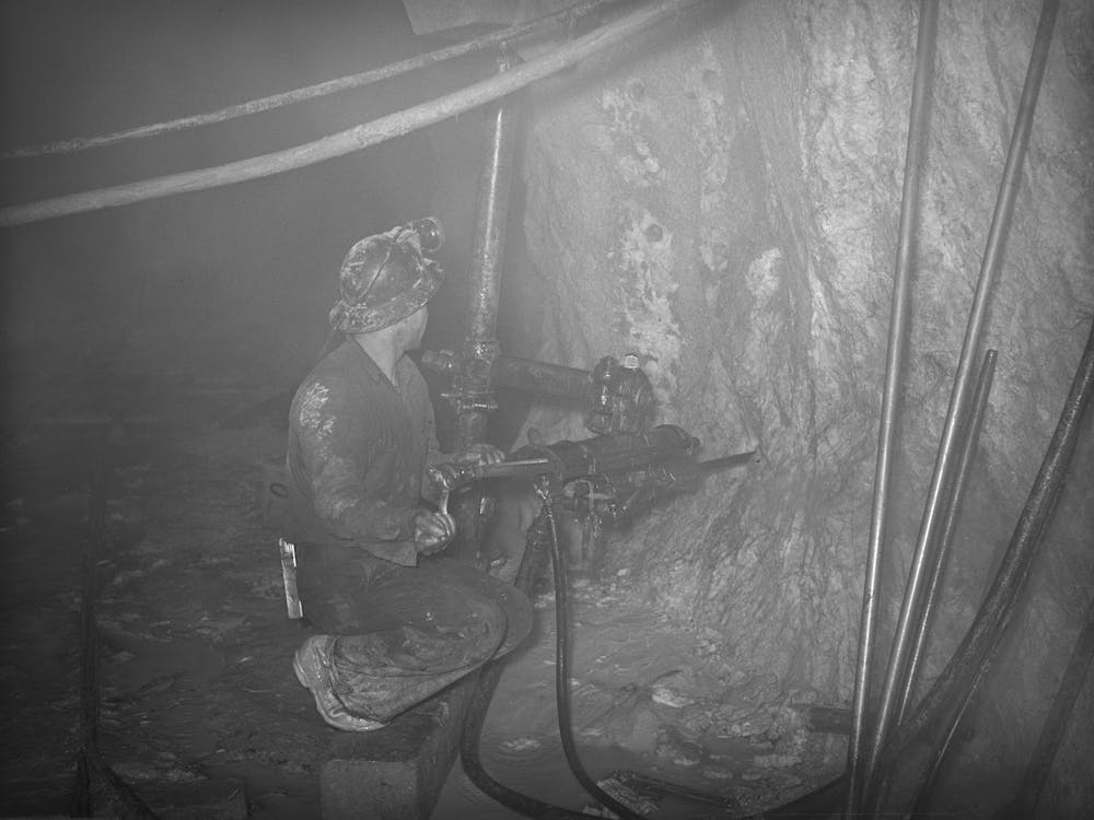 Operating Pneumatic Drill In Gold Mine, Mogollon, New Mexico By Russell Lee