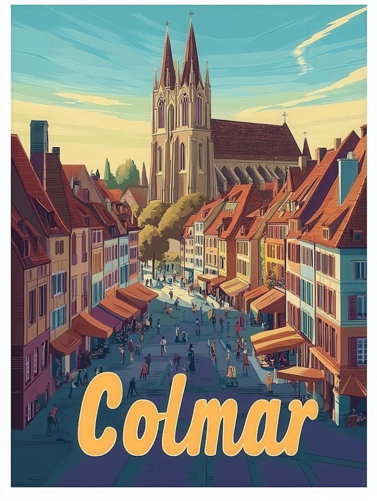 Aihrgdesign A Retro Travel Poster For Colmar Featuring The Go B499e7a8 52fa 474d 8054 Ad8e7b7c826c 3