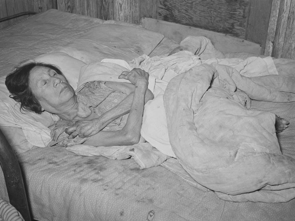 Mexican Woman With Advanced Case Of Arthritis, Crystal City, Texas, She Has Been Confined To Her Bed For Several