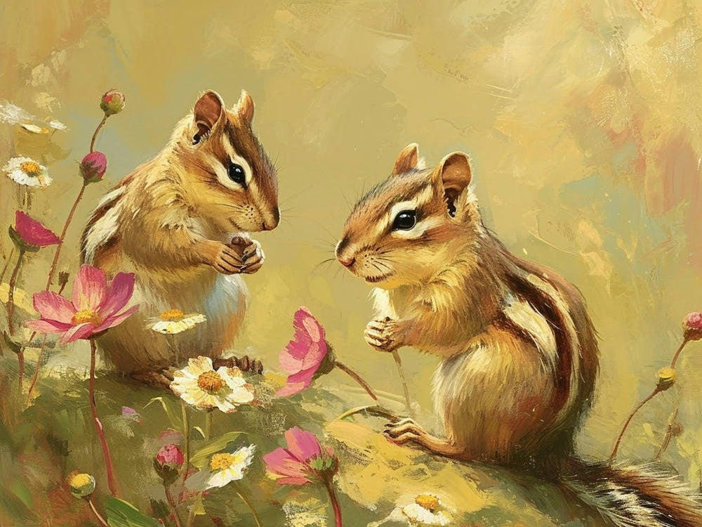 Floral Animal Illustration Chipmunk 4
