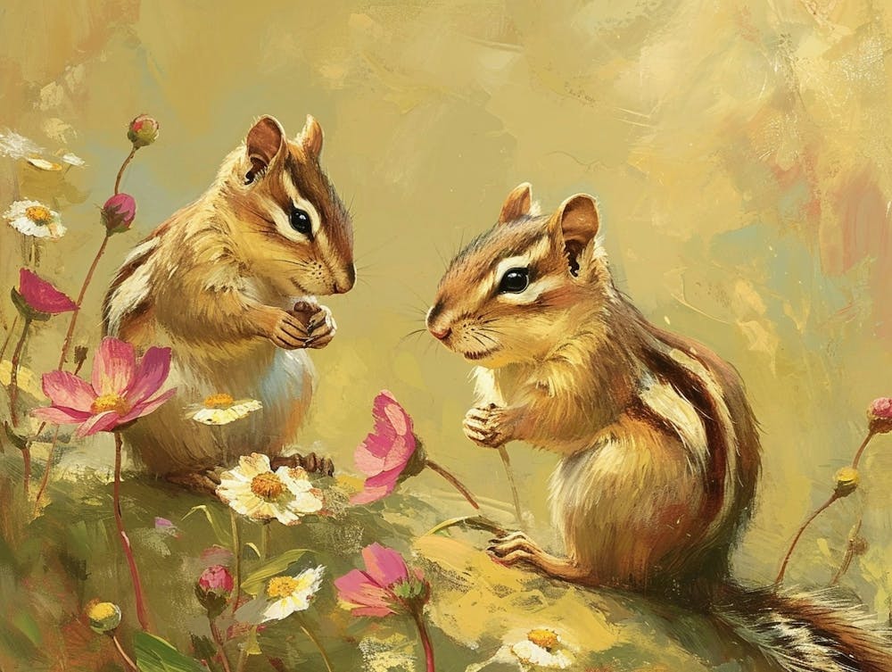 Floral Animal Illustration Chipmunk 4