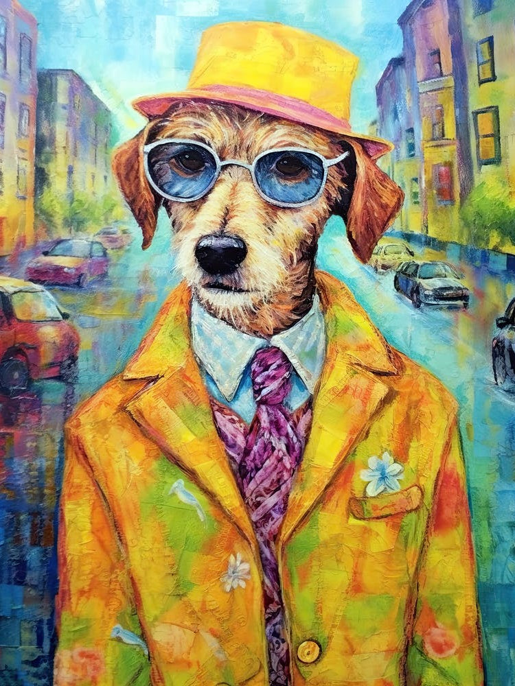 Dapper Dog Dreams; Stylish Strokes In Oil