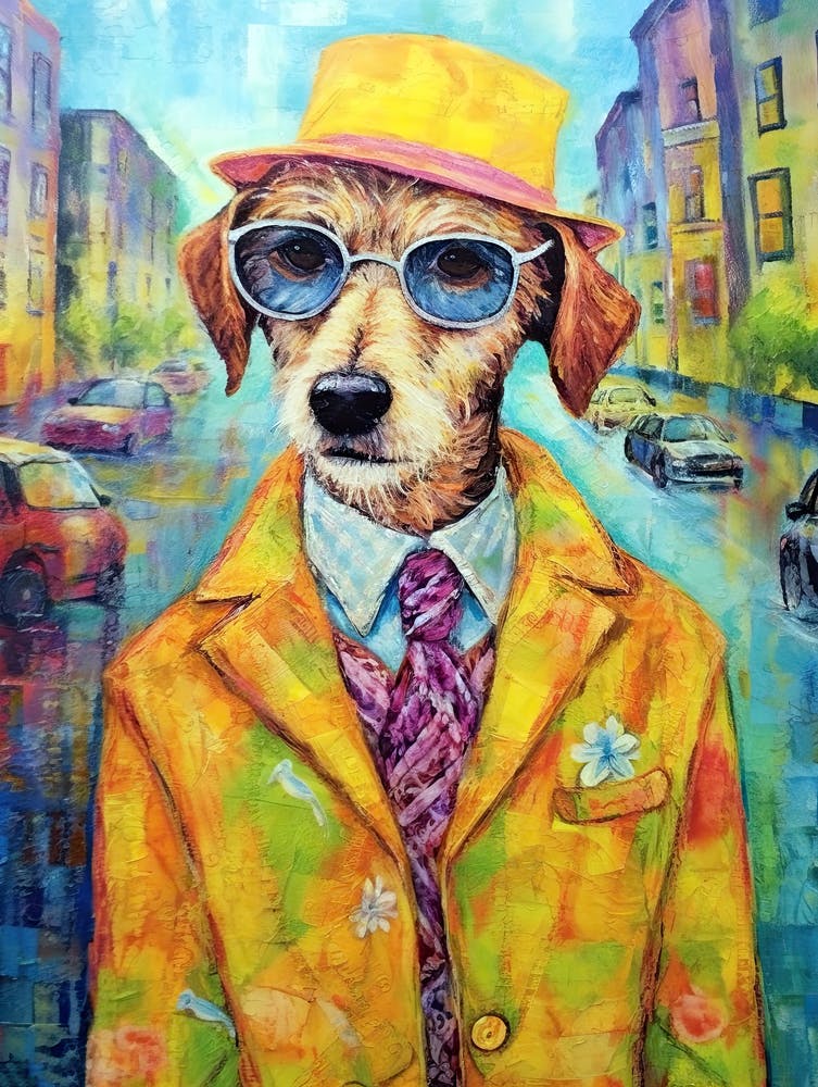 Dapper Dog Dreams; Stylish Strokes In Oil