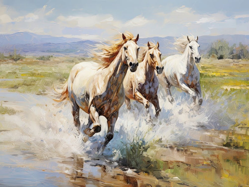 Horses Painting In Mongolia, Landscape 3