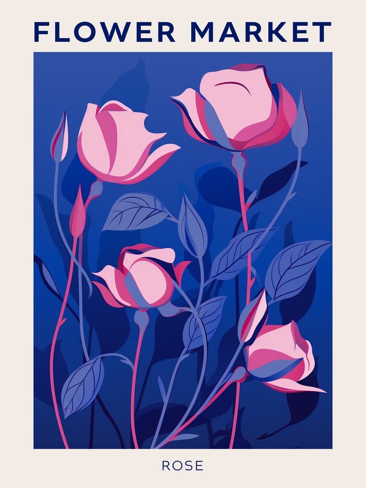 Blue Flower Market Poster Rose 8