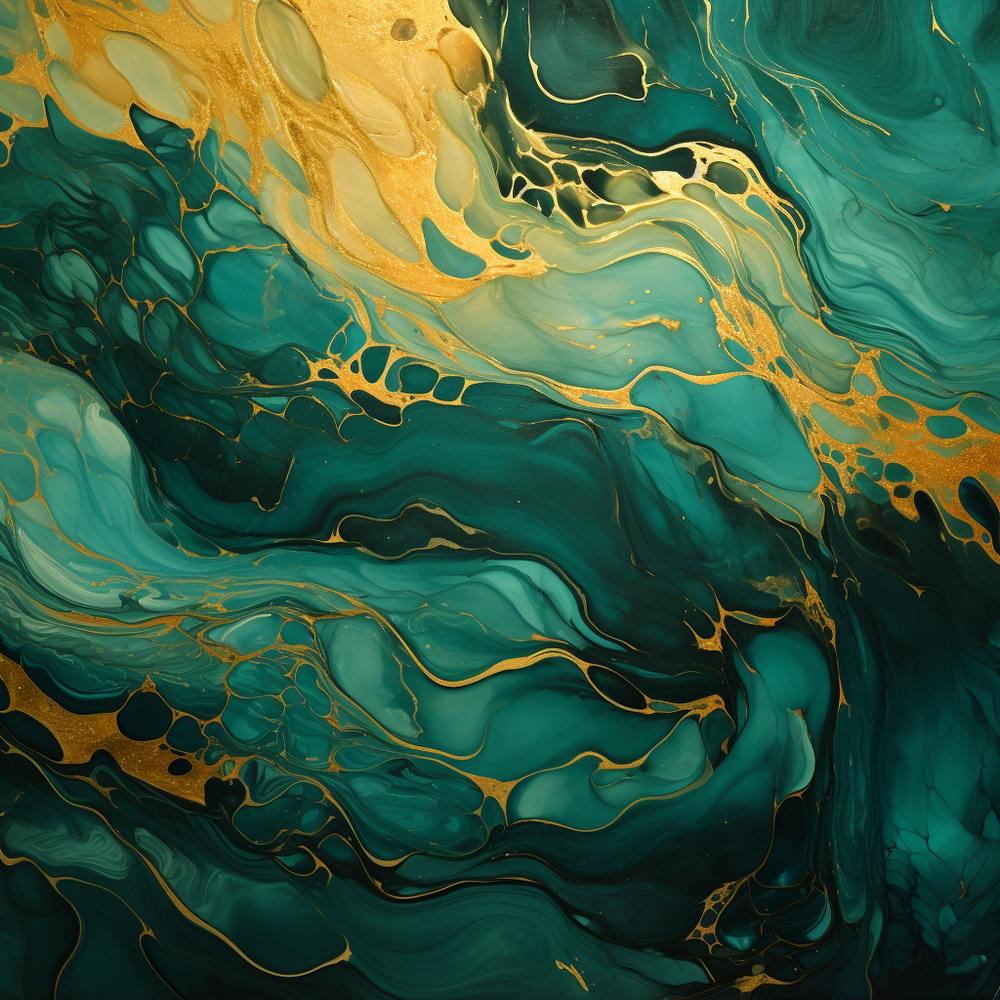 Gold And Teal Abstract Painting