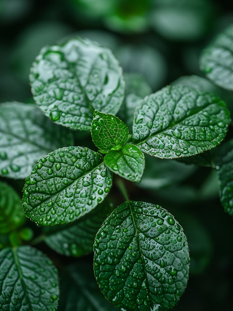 Green Leaves With Water Droplets 1
