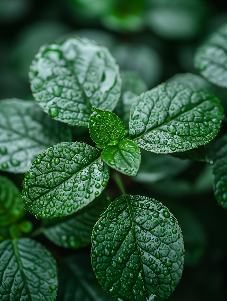 Green Leaves With Water Droplets 1