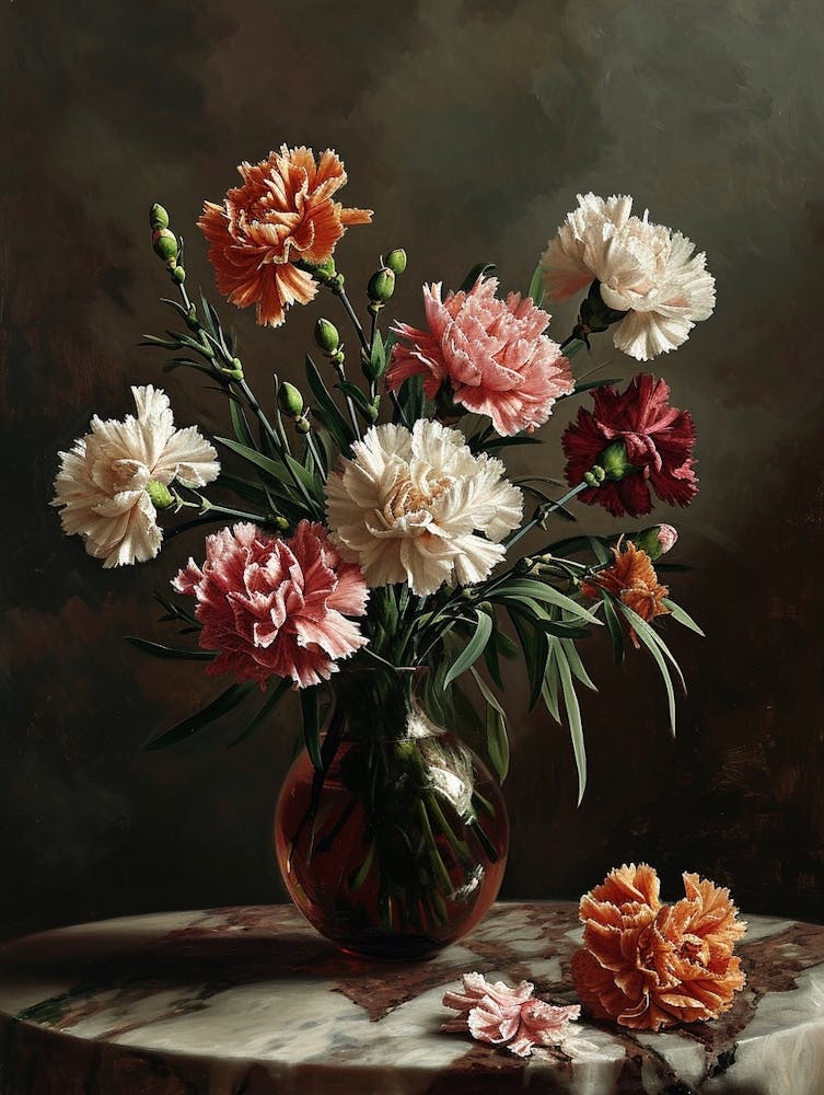 Baroque Floral Still Life Carnations 2