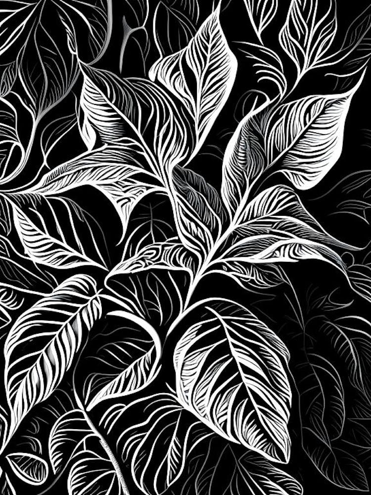 Peppermint Leaf Linocut 3