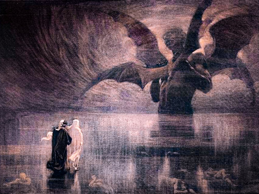Inferno Canto 34, Satan in the Frozen Lake - Alberto Zardo, c.1920 Remastered HD