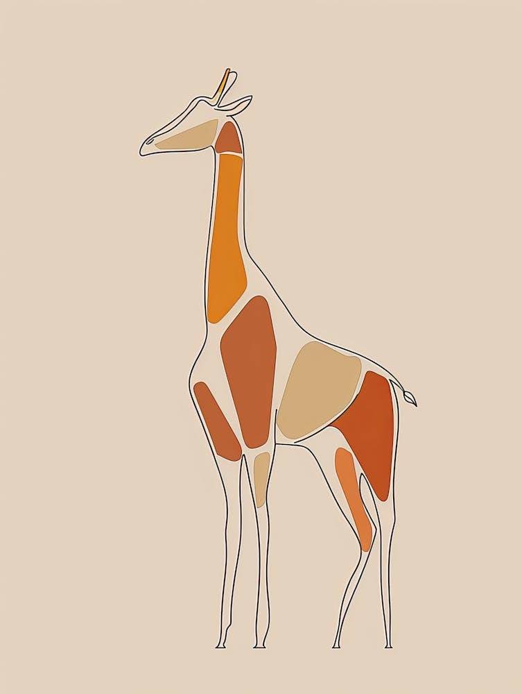 Giraffe - Boho, Line Art 26