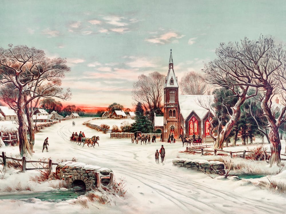 Winter Vintage Painting