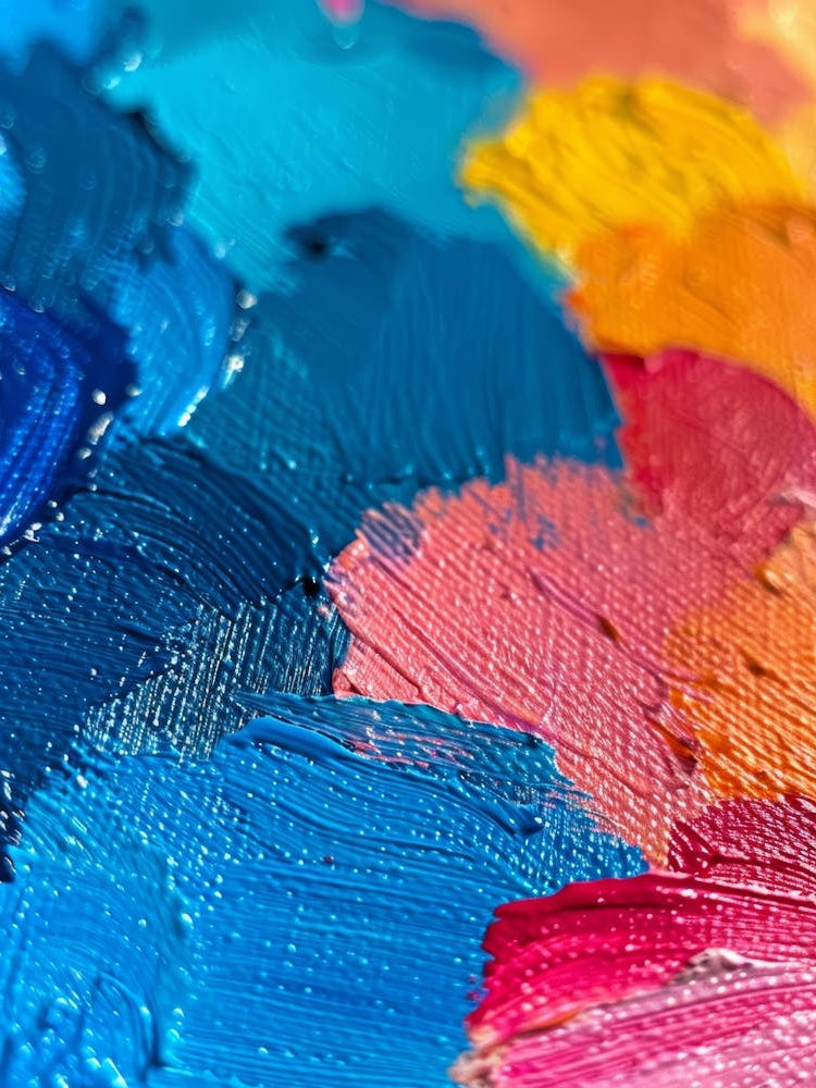 Close Up Of Colorful Paint Brush Strokes