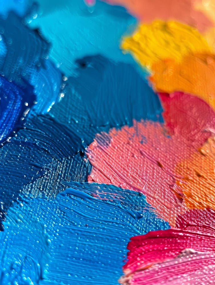 Close Up Of Colorful Paint Brush Strokes