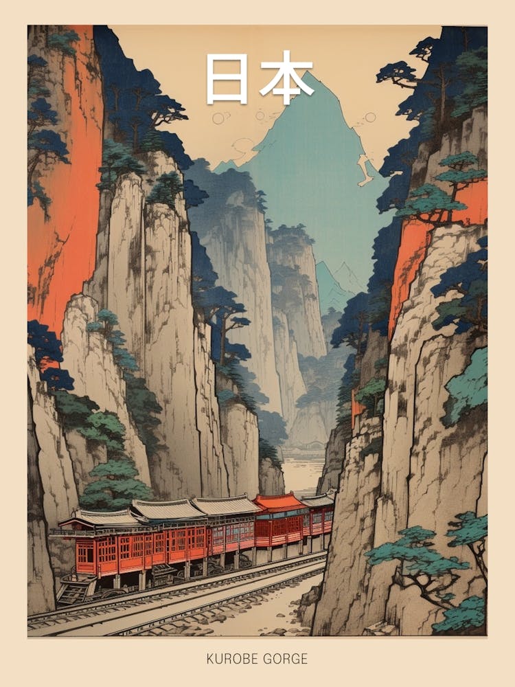 Kurobe Gorge, Japan Vintage Reisekunst 3 Poster