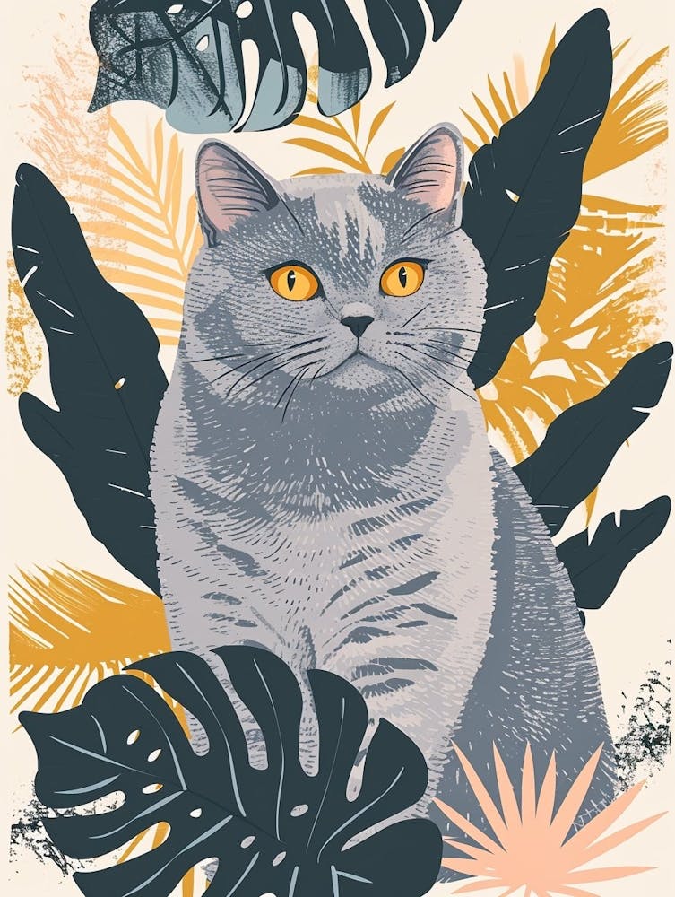 British Shorthair Cat Storybook Illustration 3