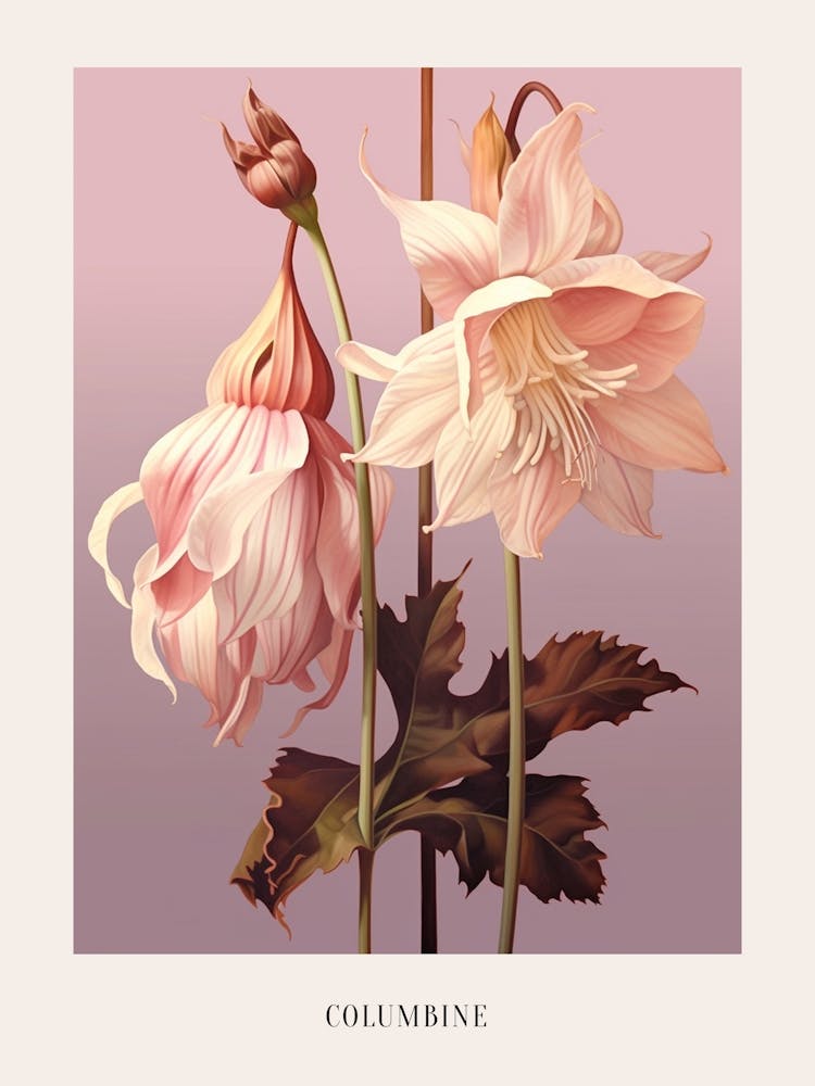 Floral Illustration Columbine 1 Poster