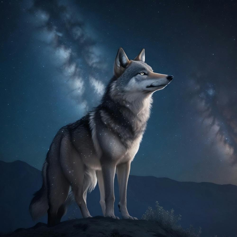 Wolf In The Night Sky