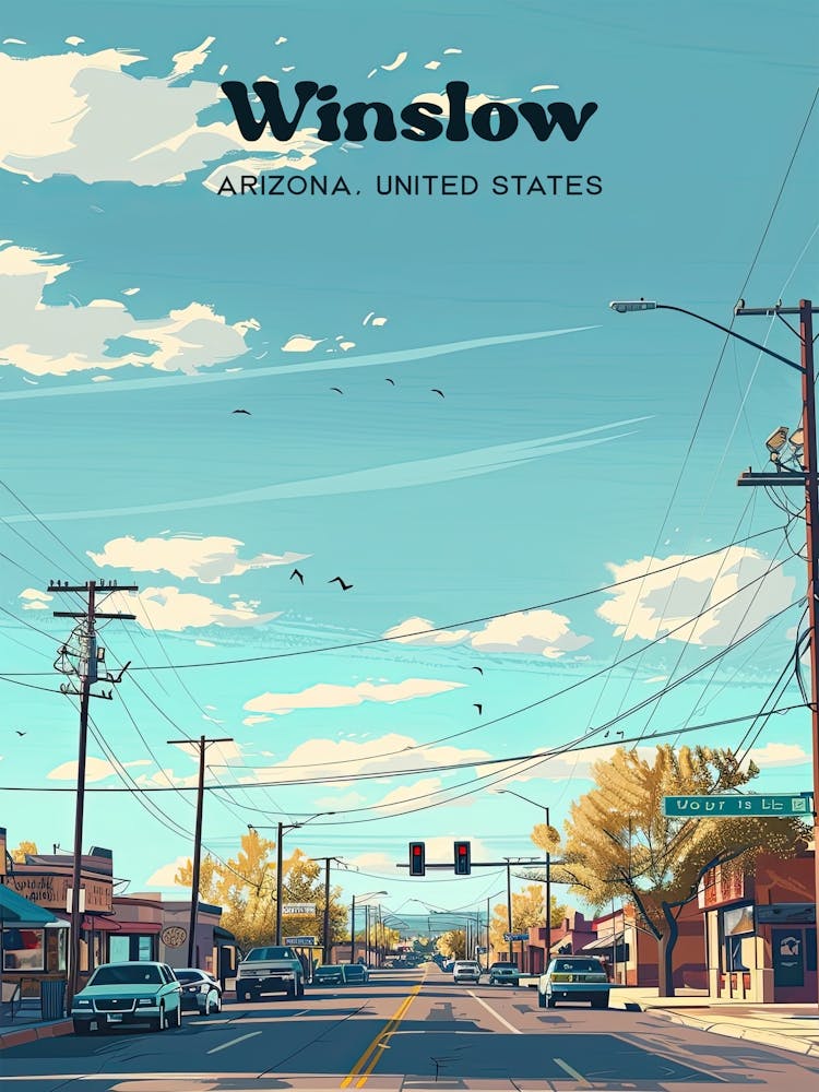 Winslow Arizona Summer Art Illustration