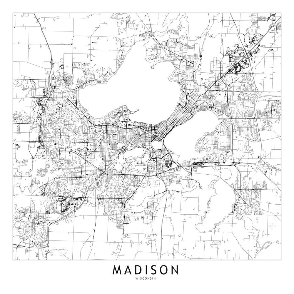 Madison White Map Square