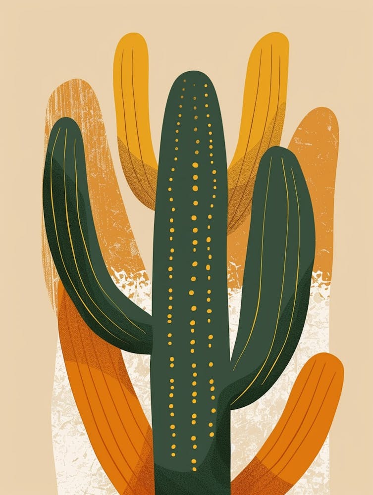 Melocactus-Kaktus Minimalistische abstrakte Illustration 2