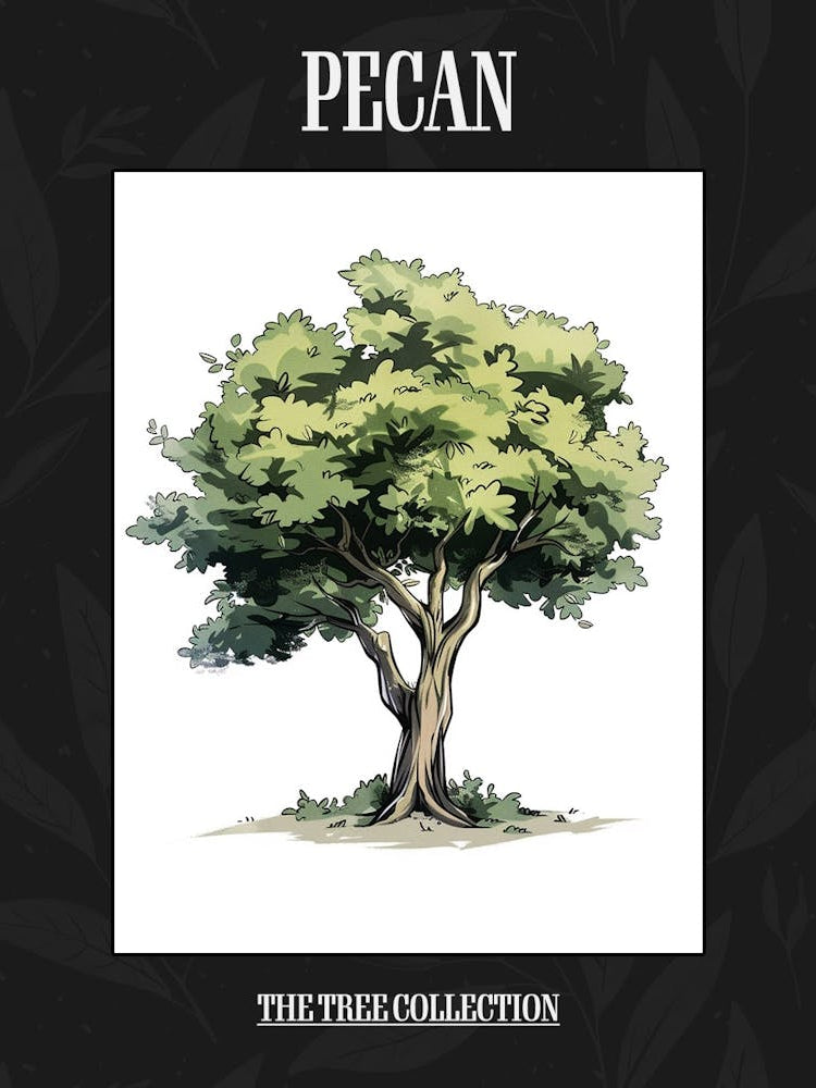 Pecan Tree Pixel Illustration 4 Poster