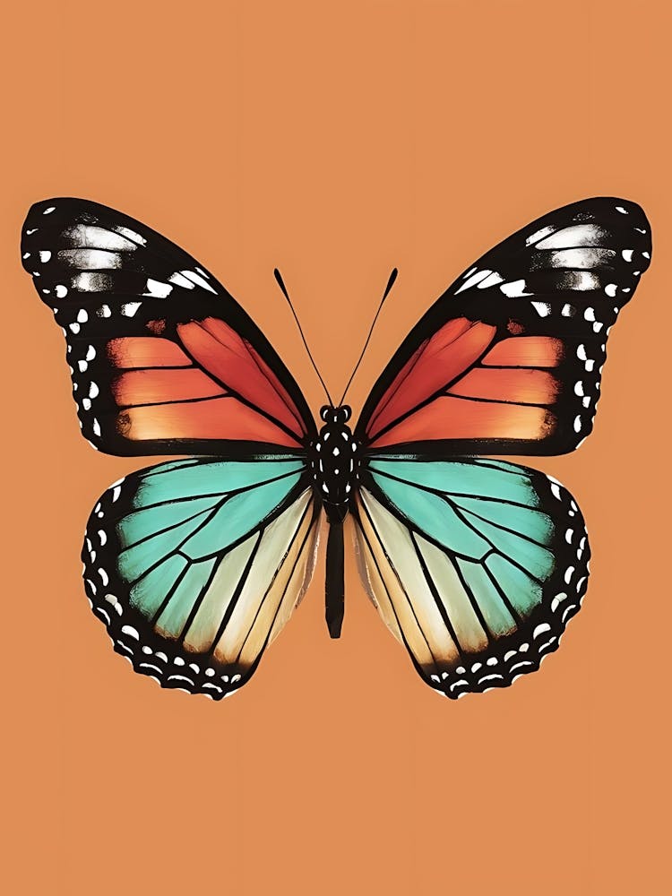 Butterfly On Orange Background
