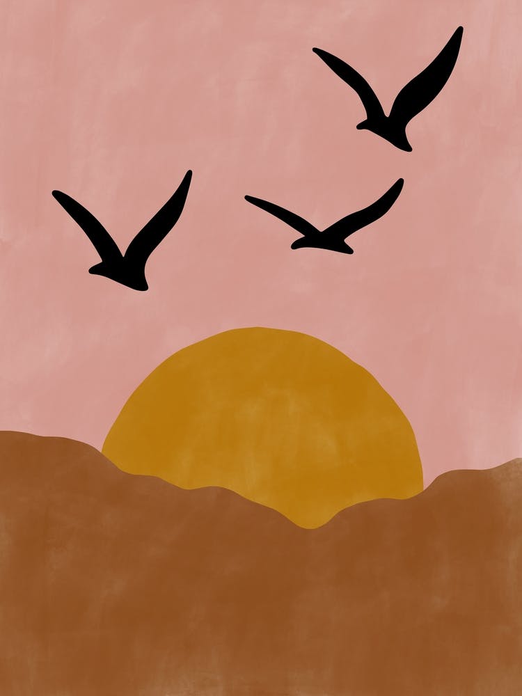 Soft Pink Sunset Landscape