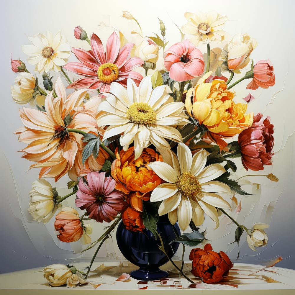 Floral Fusion Vibrant Harmony In A Modern Vase