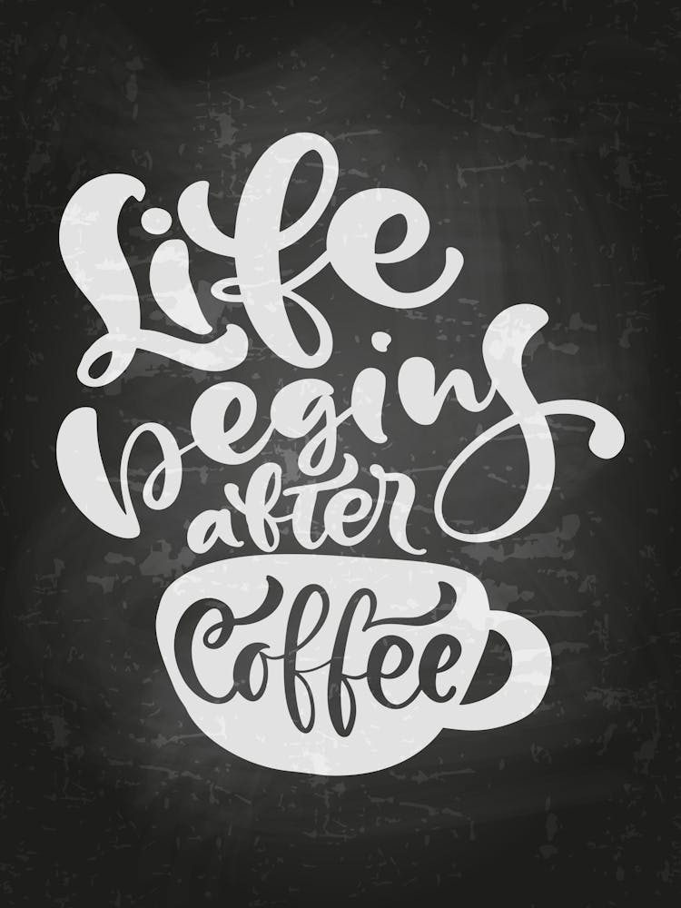 Life Begins After Coffee — coffee poster, kitchen art print, kitchen wall decor